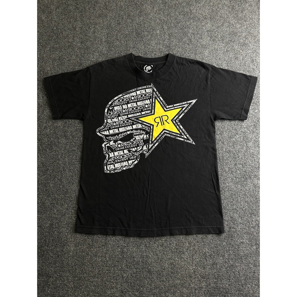 Womens Metal Mulisha Rockstar Energy Skull Graphic T-Shirt Black, Size XL